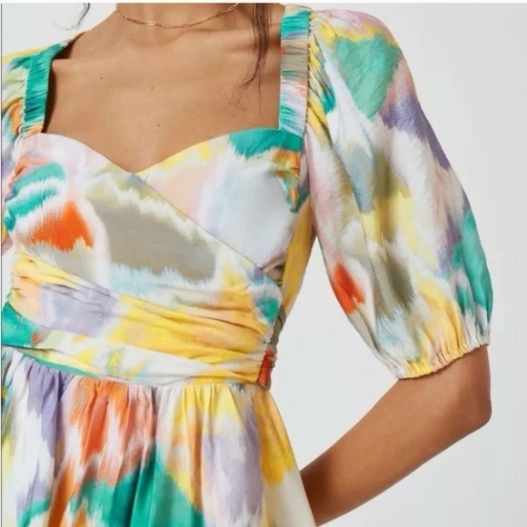 ANTHROPOLOGIE rainbow abstract print party dress, size medium - Picture 2 of 14